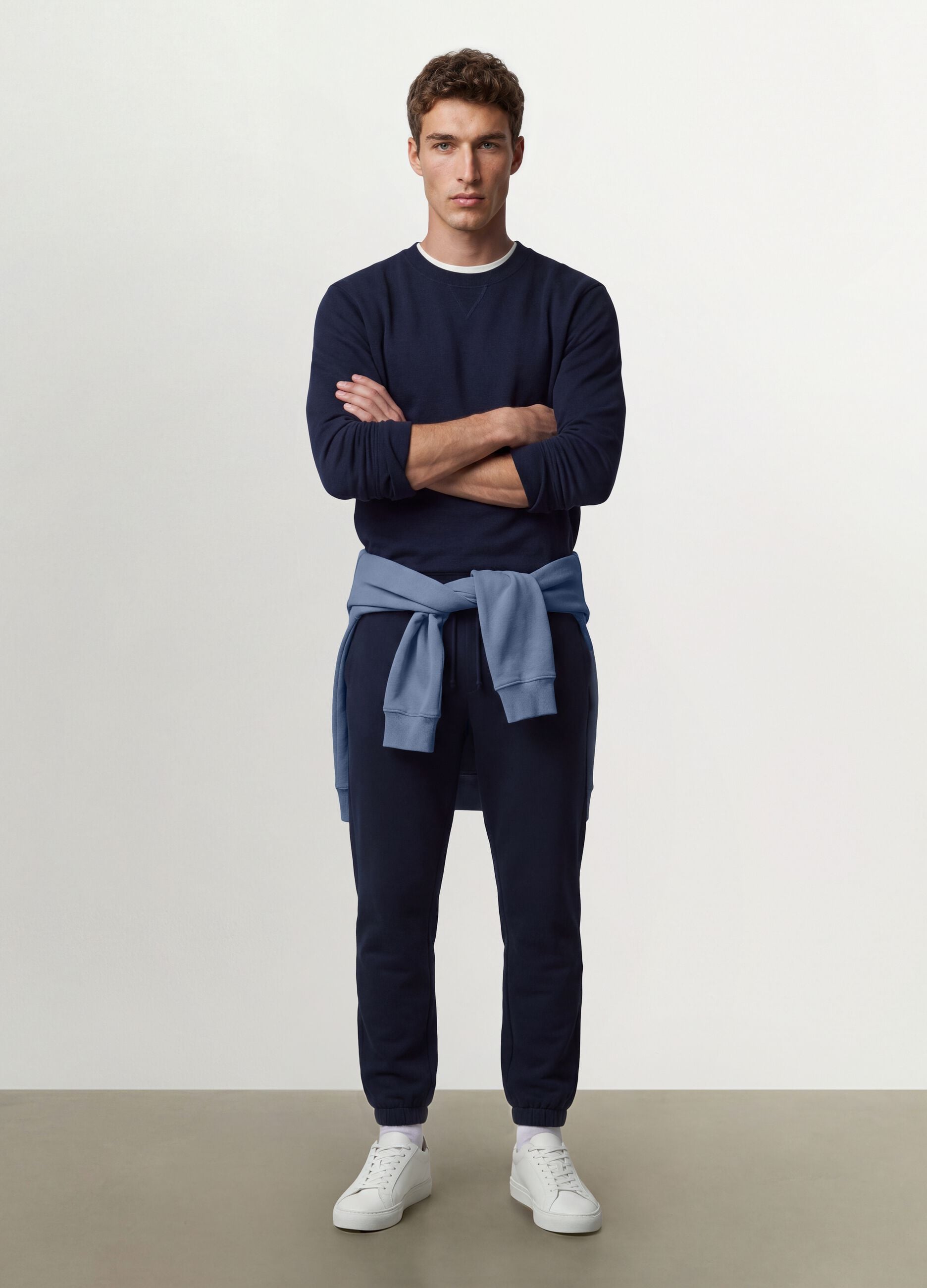 Pantaloni jogger blu in misto cotone regular fit