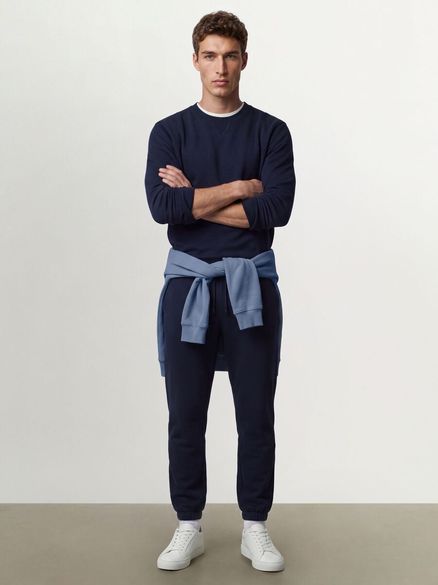 Pantaloni jogger blu in misto cotone regular fit_0