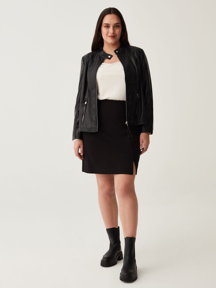 Giacca biker effetto lucido Curvy_0