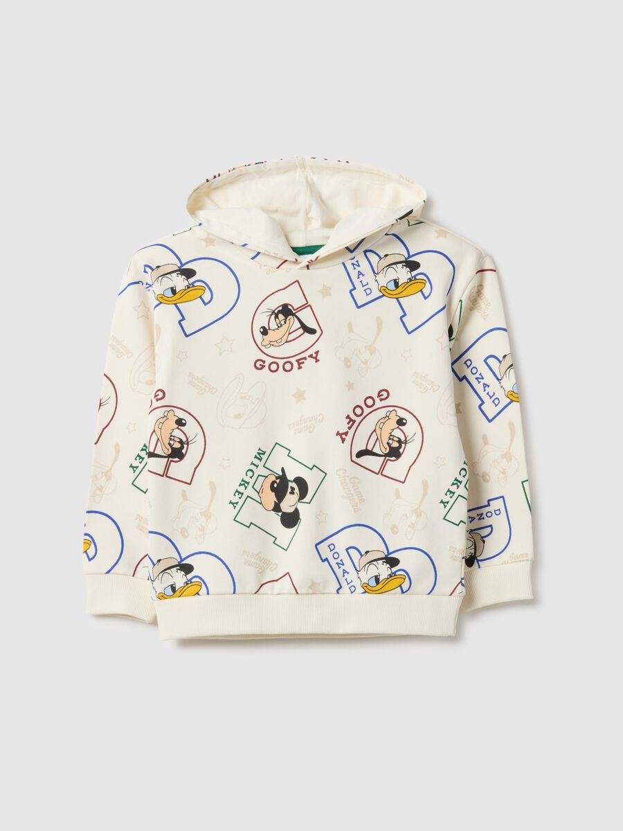 Beige children's hoodie in pure cotton over fit_0