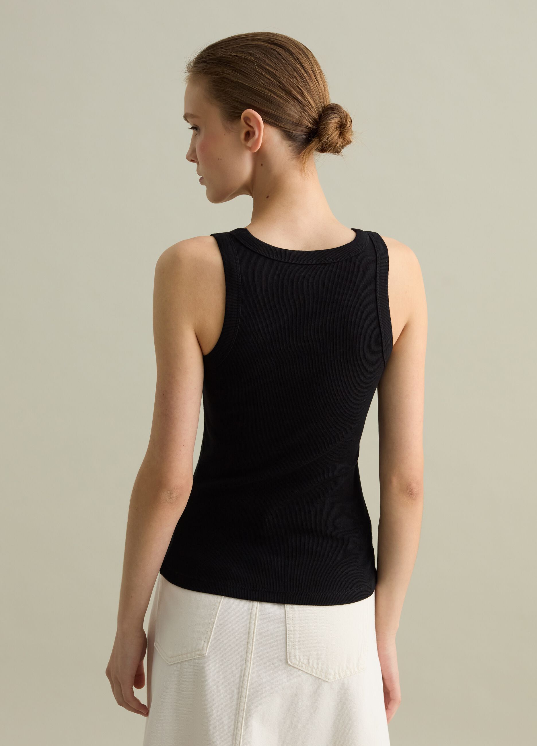 Black ribbed tank top