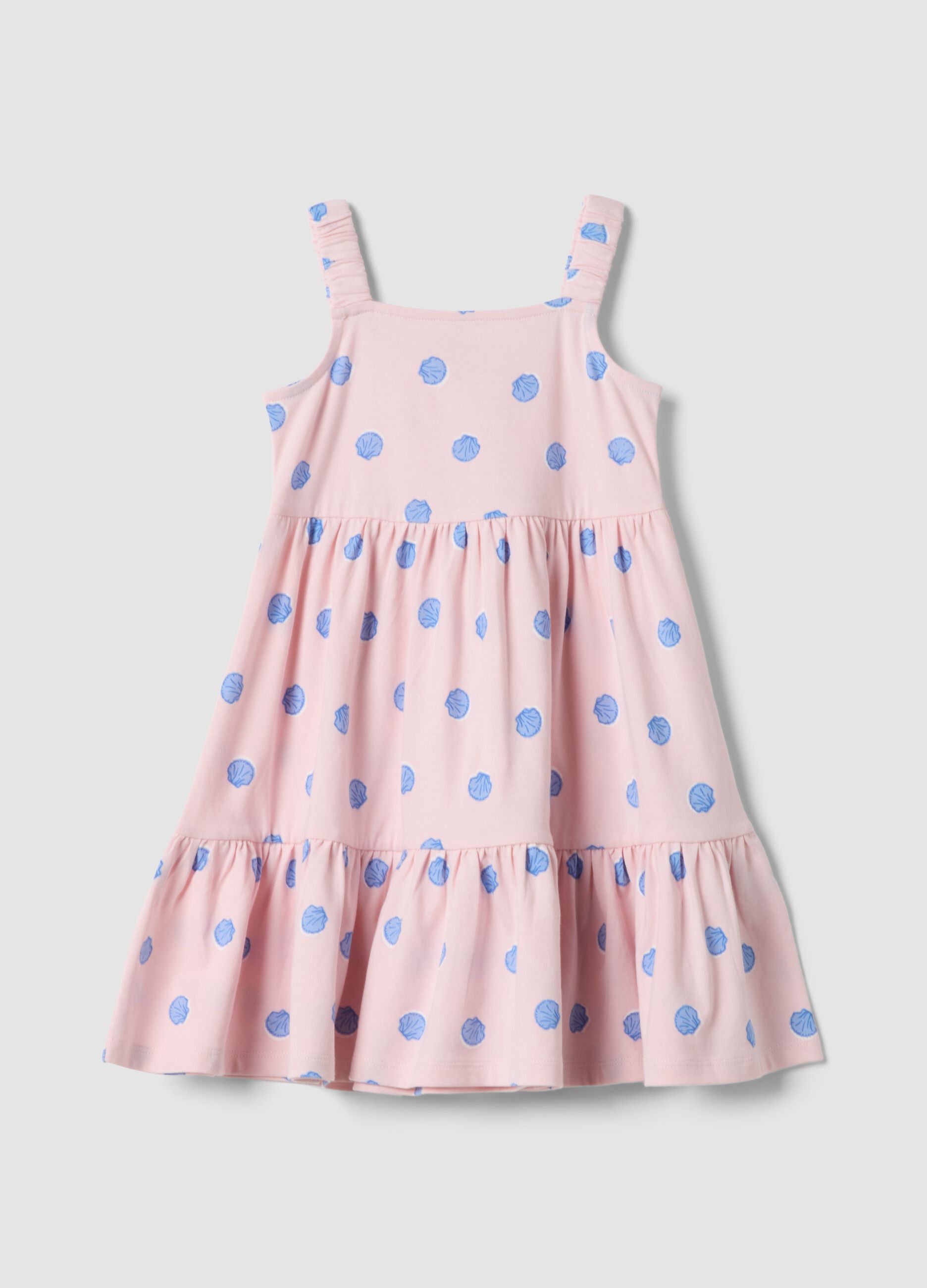 Girls&rsquo; pink pure cotton polka-dot dress, regular fit