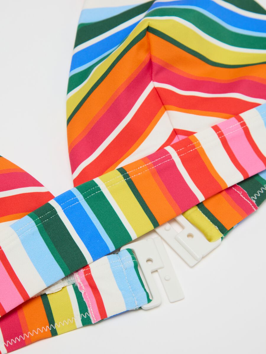 Women’s bikini top in multicoloured stretch fabric with no padding_5