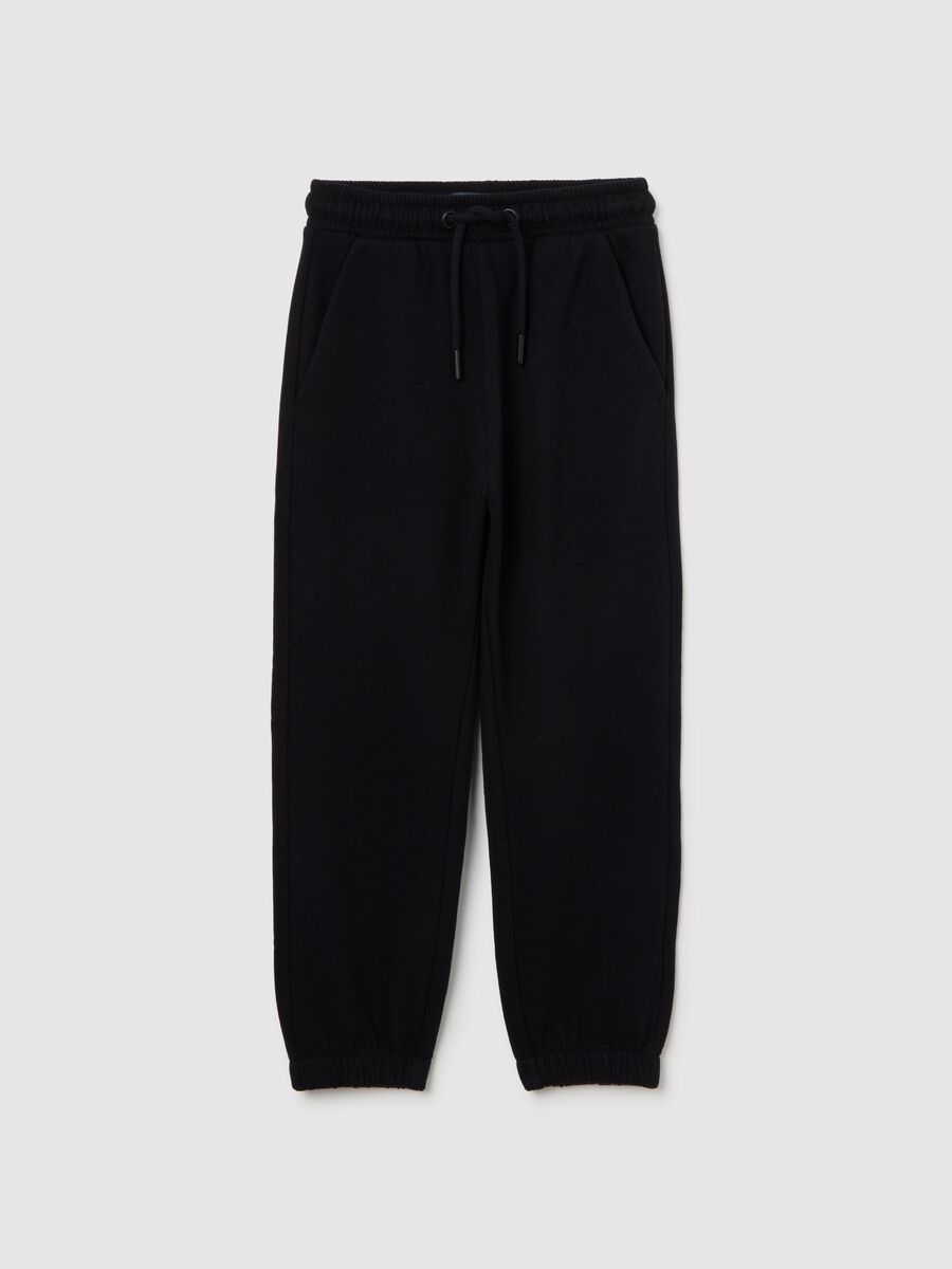 Boys' Black Jogger Trousers in Pure Cotton Regular Fit_0