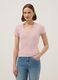 Pink regular fit deep V stretch cotton T-shirt_0