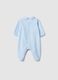 Blue pure cotton baby romper with long sleeves and embroidery_1