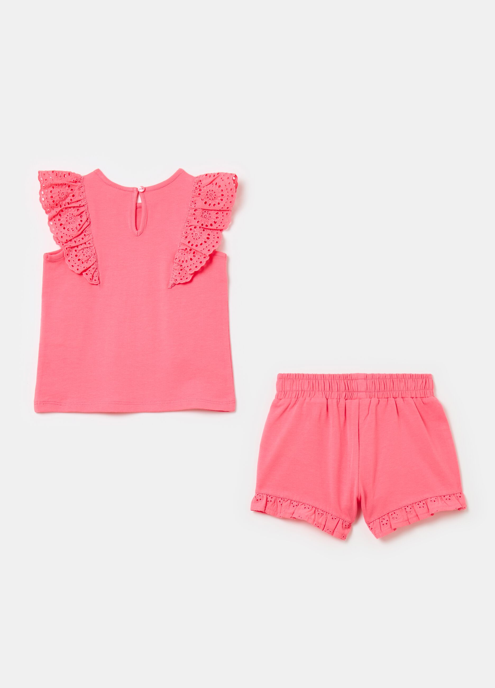 Cotton jogging set with broderie anglaise
