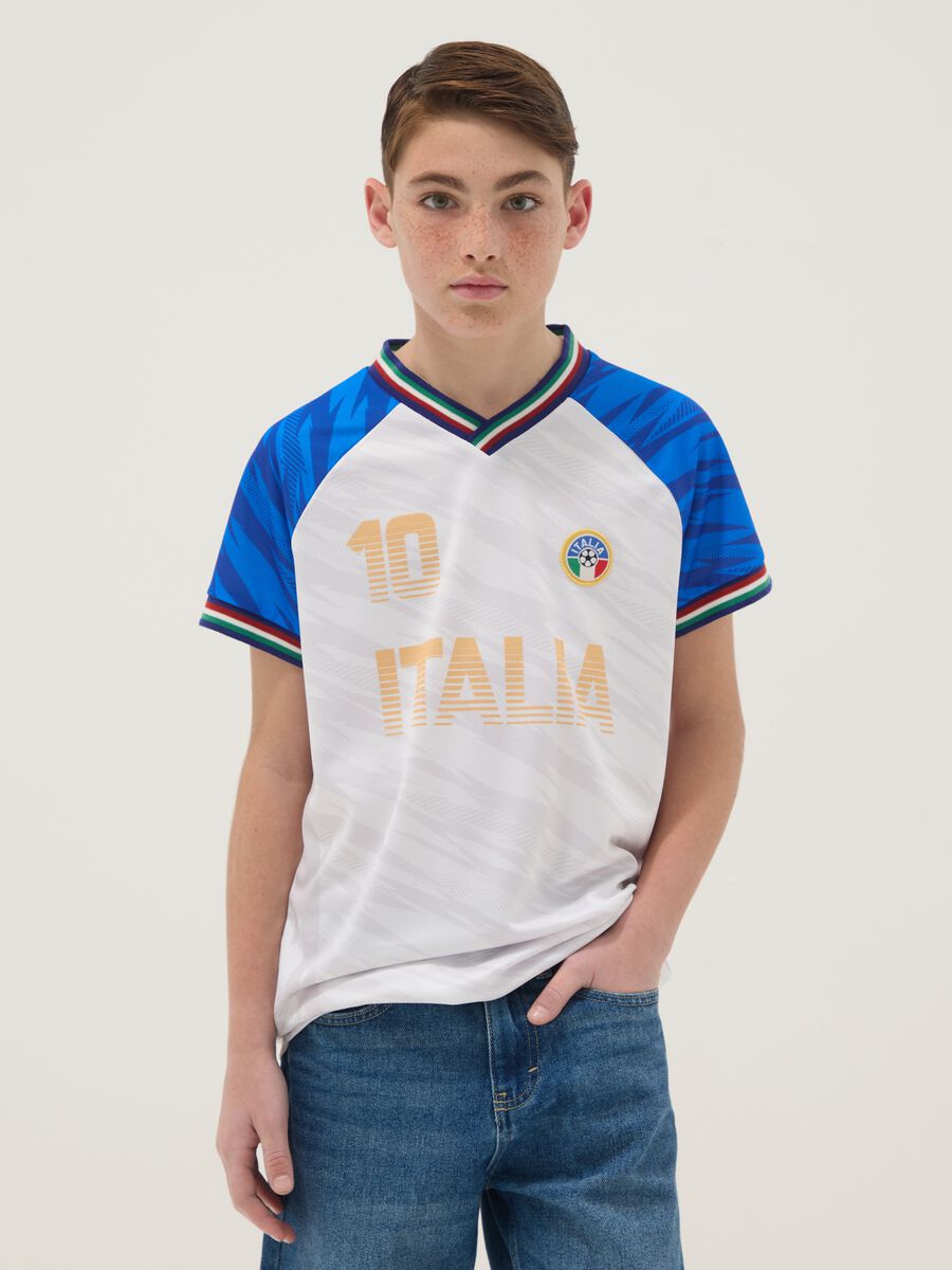 Kids&rsquo; Italy White and Sky-Blue Oversized Fit T-shirt_0