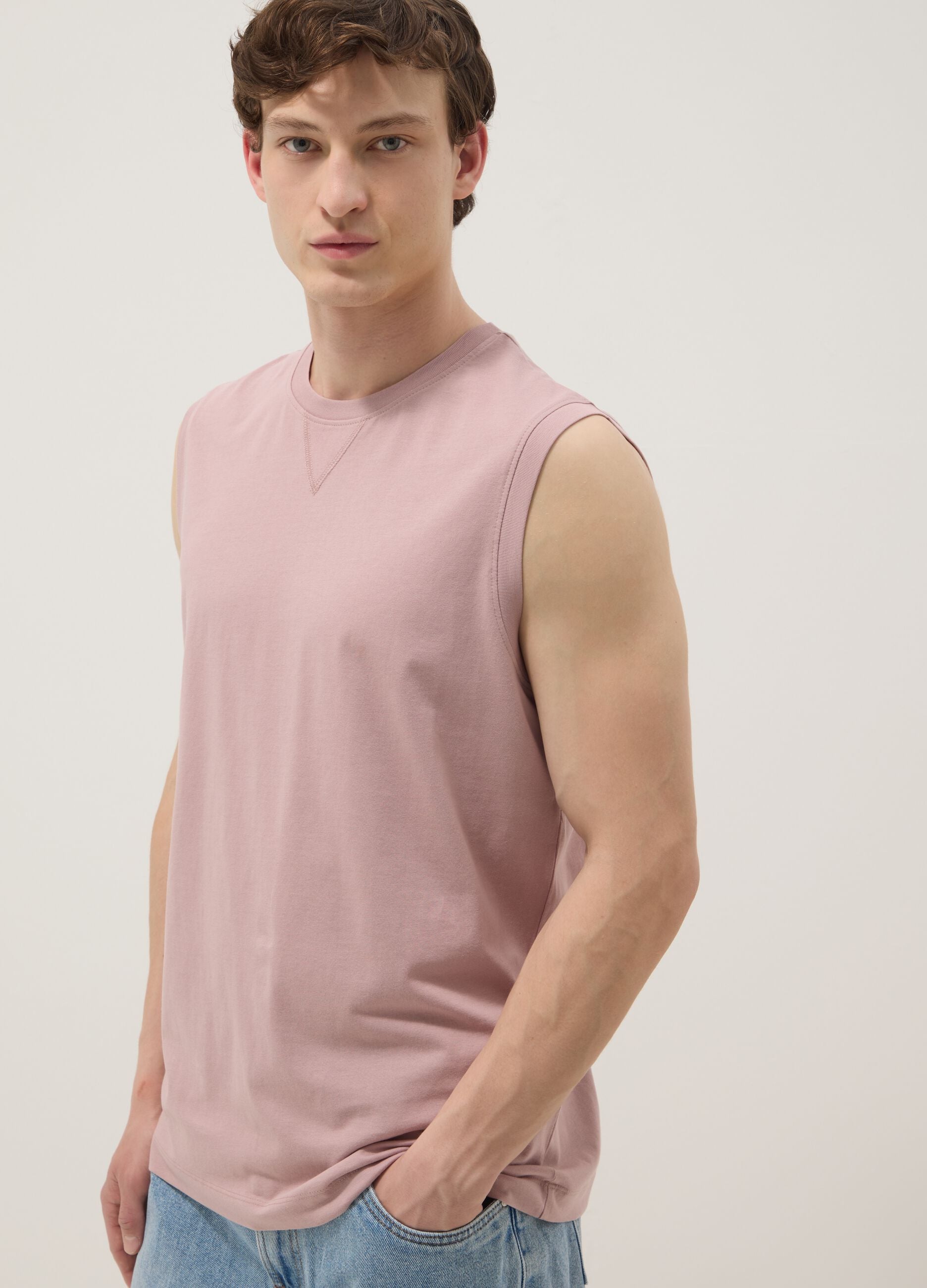 Pink pure cotton tank top