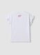 T-shirt bianca in cotone elasticizzato con maniche volant per bambina regular fit_1
