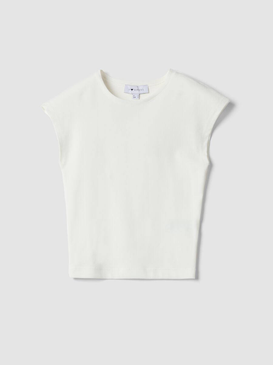 White fitted cotton stretch vest_0