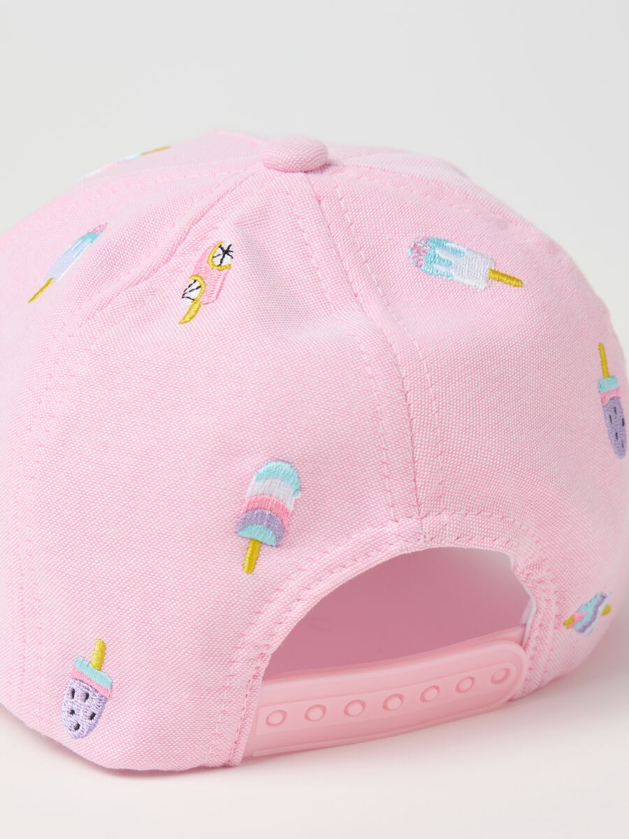 Pink baseball cap with colourful designs_1