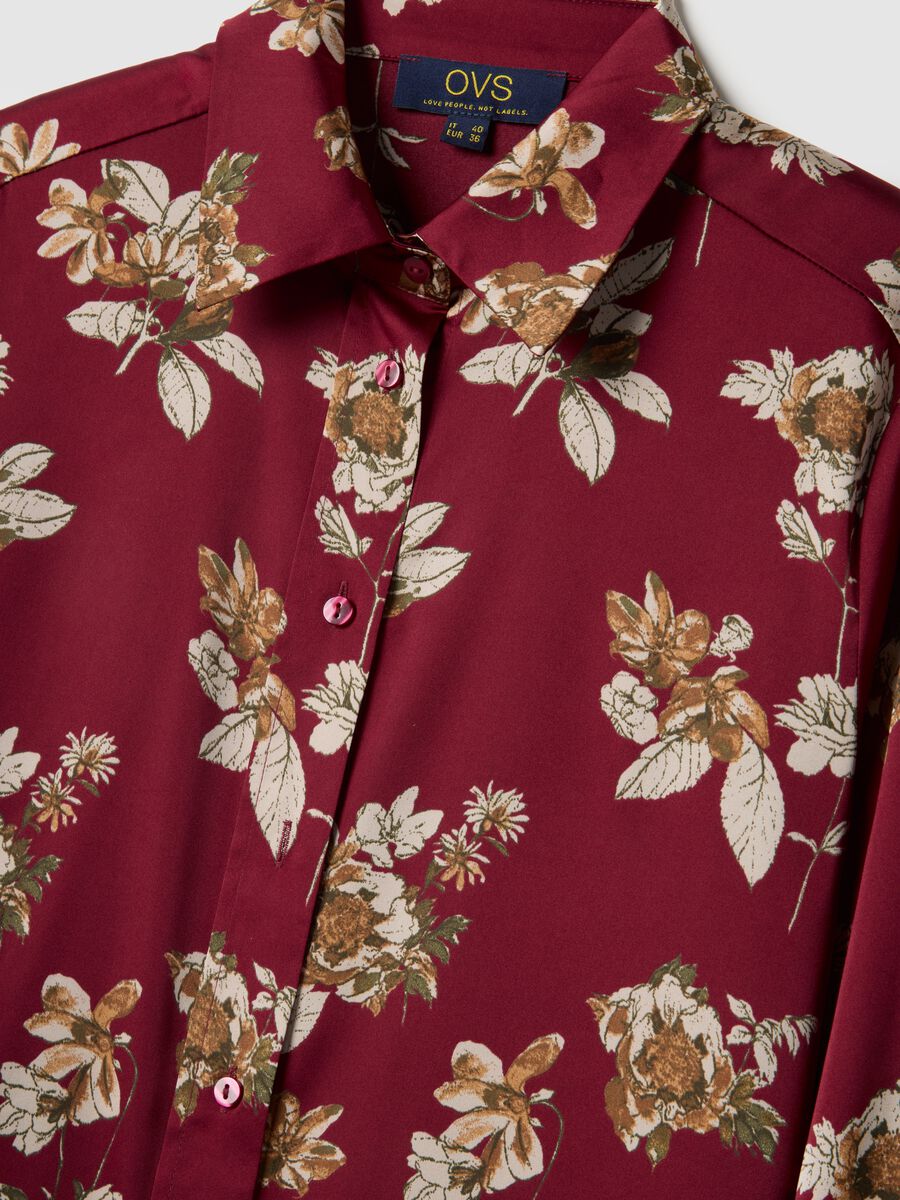 Long-sleeved multicolour regular fit satin shirt with floral design_5