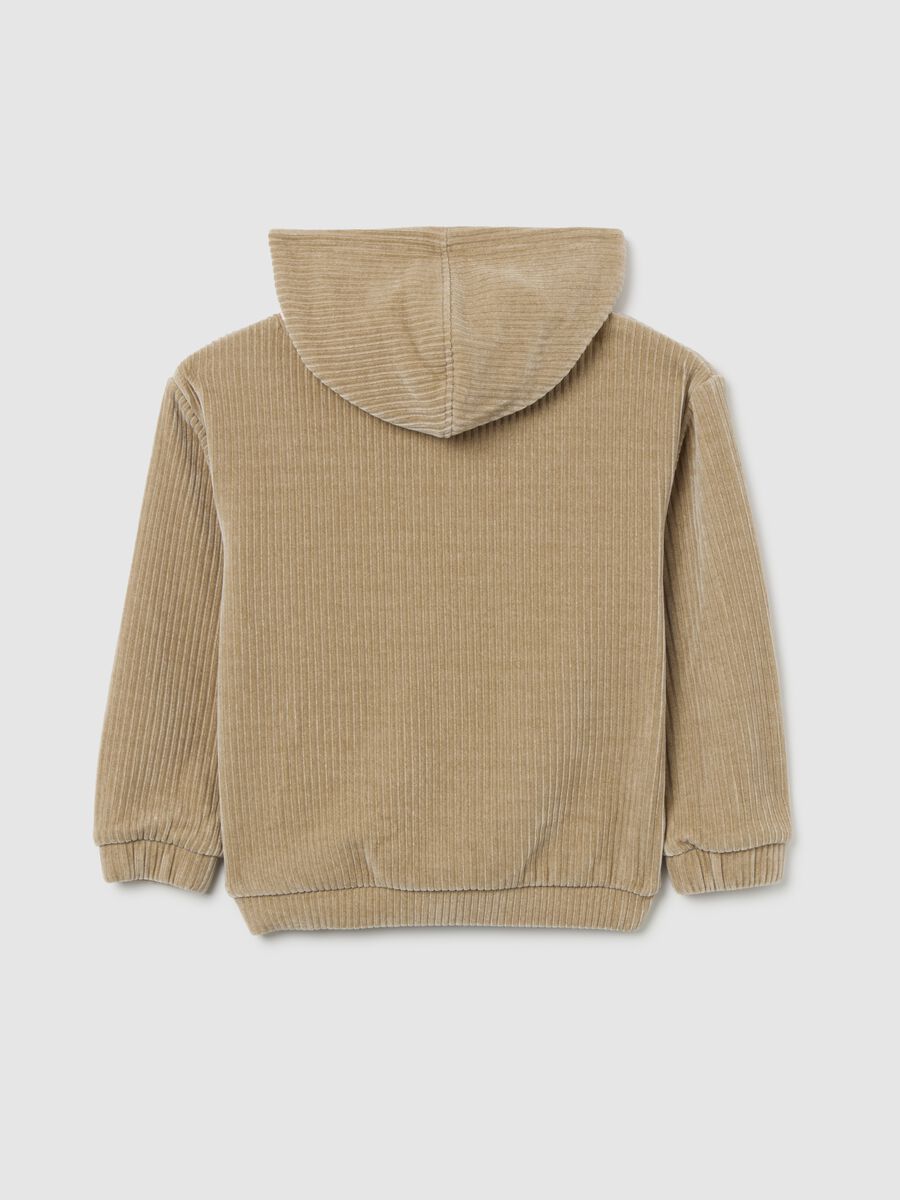 Beige velour hoodie_1