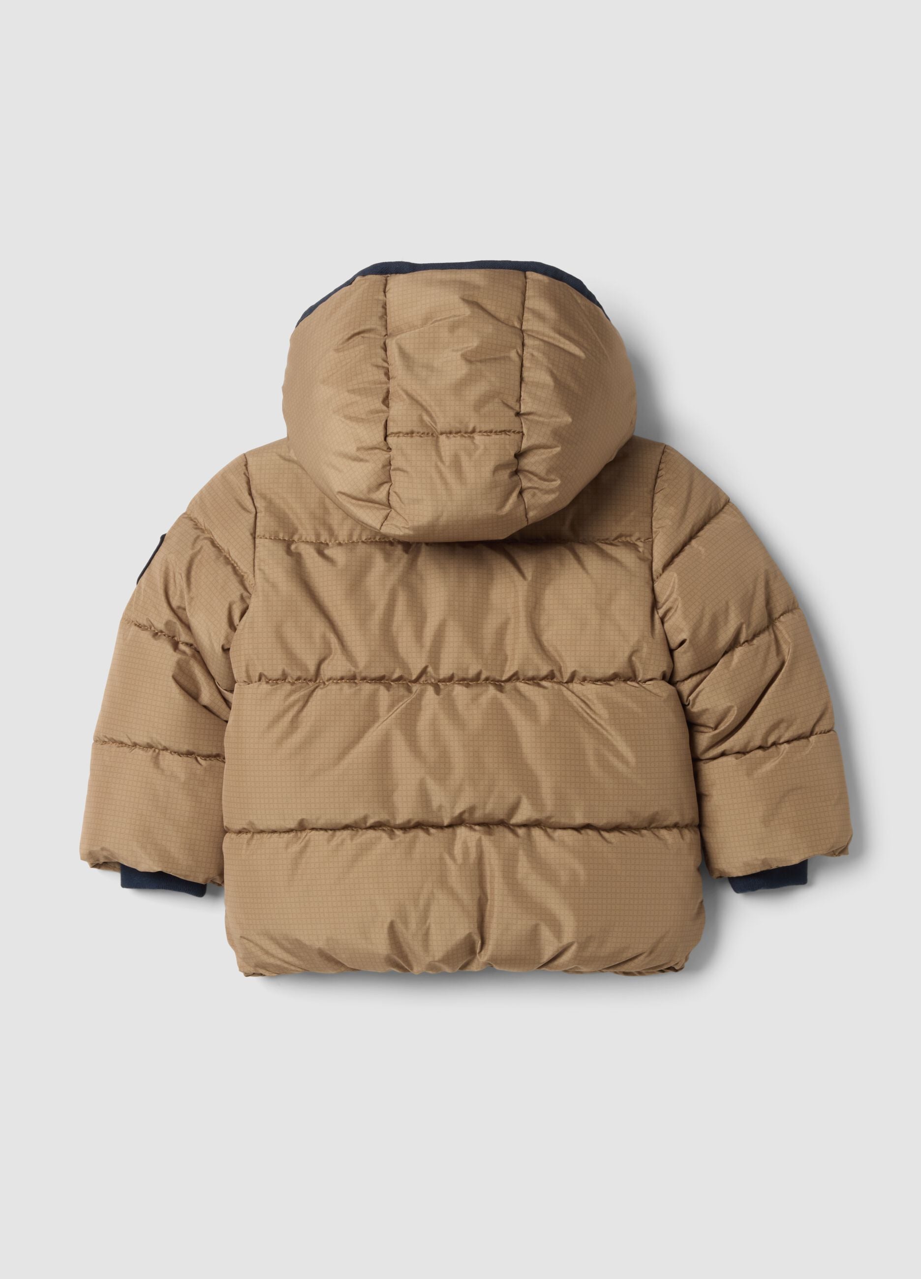 Tobacco brown padded hooded jacket