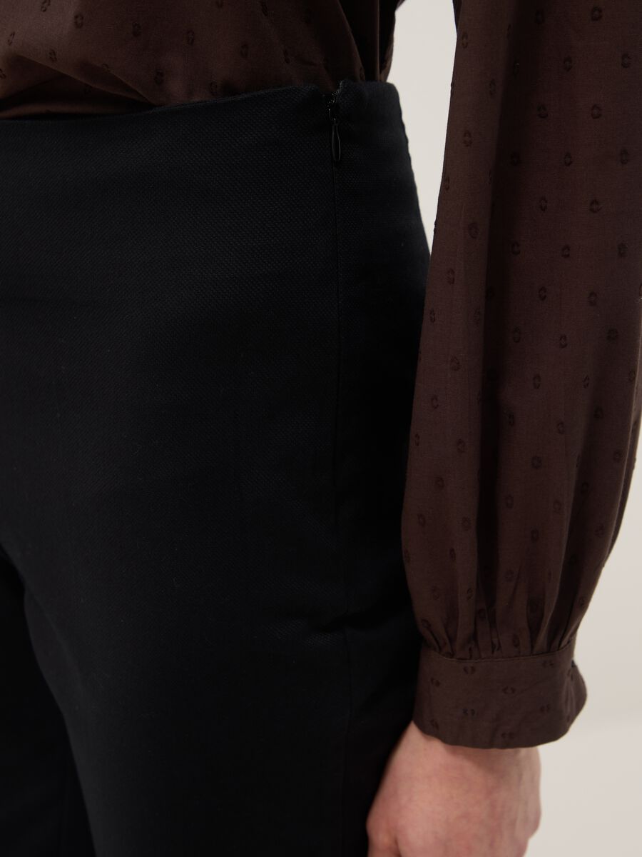 Black Slim Fit Stretch Cotton Ankle Trousers_3