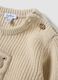 Beige pure cotton knit jumper with crew neck_2