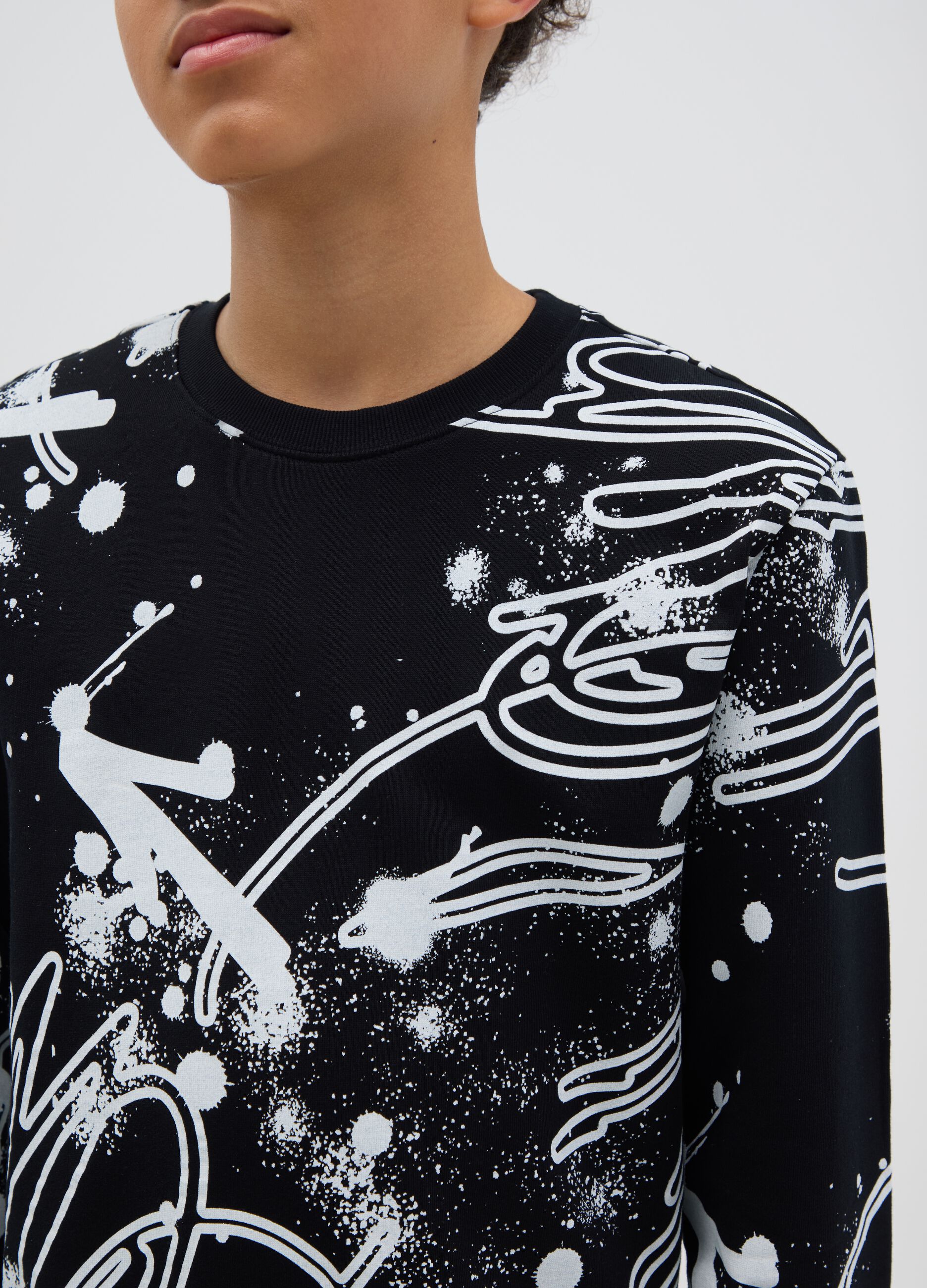 French terry sweatshirt with graffiti print