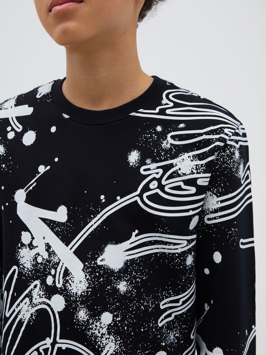 French terry sweatshirt with graffiti print_2