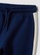 Blue organic cotton joggers with contrast side stripes_3