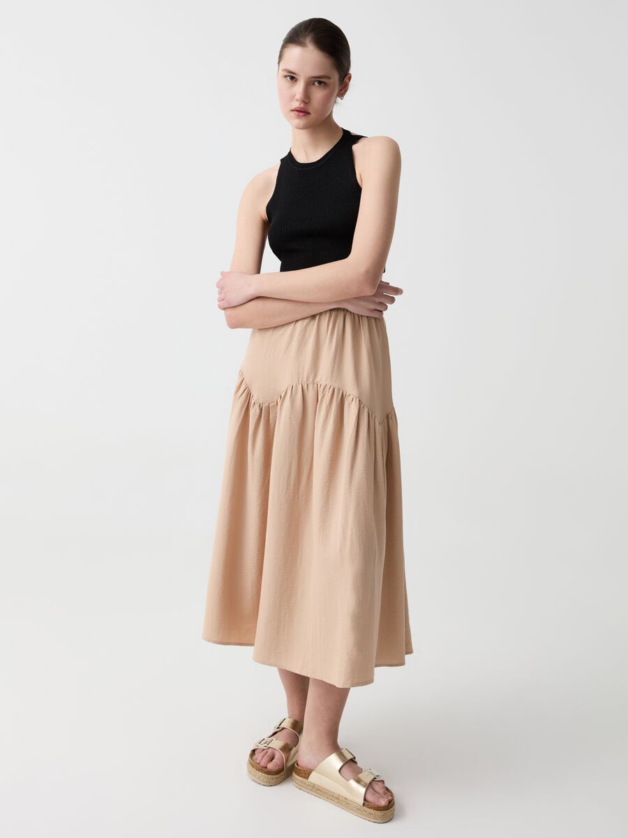 Midi skirt with flounce_0