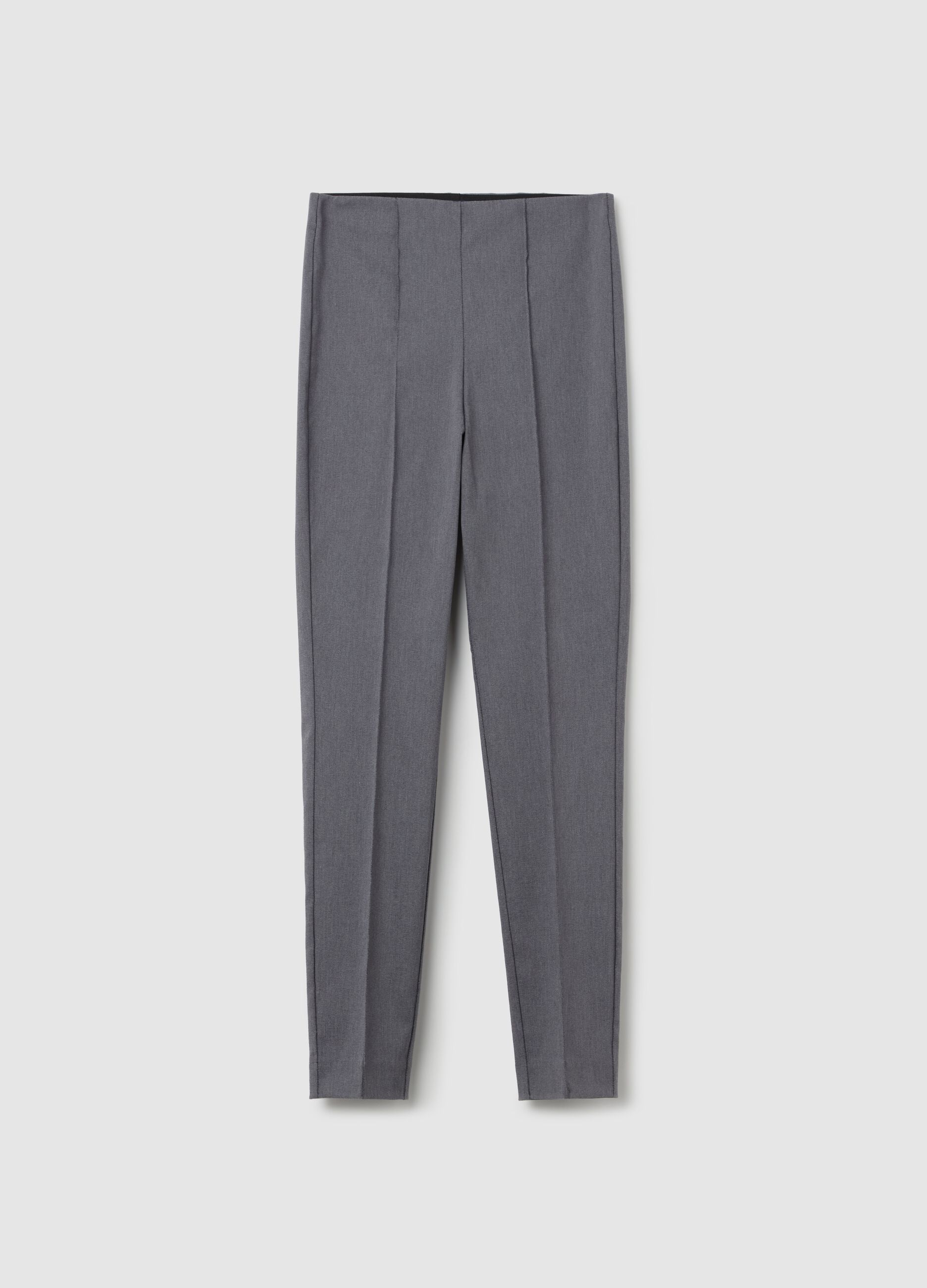 Mélange grey treggings with raised stitching