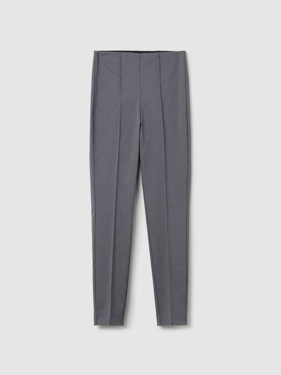 Mélange grey treggings with raised stitching_4