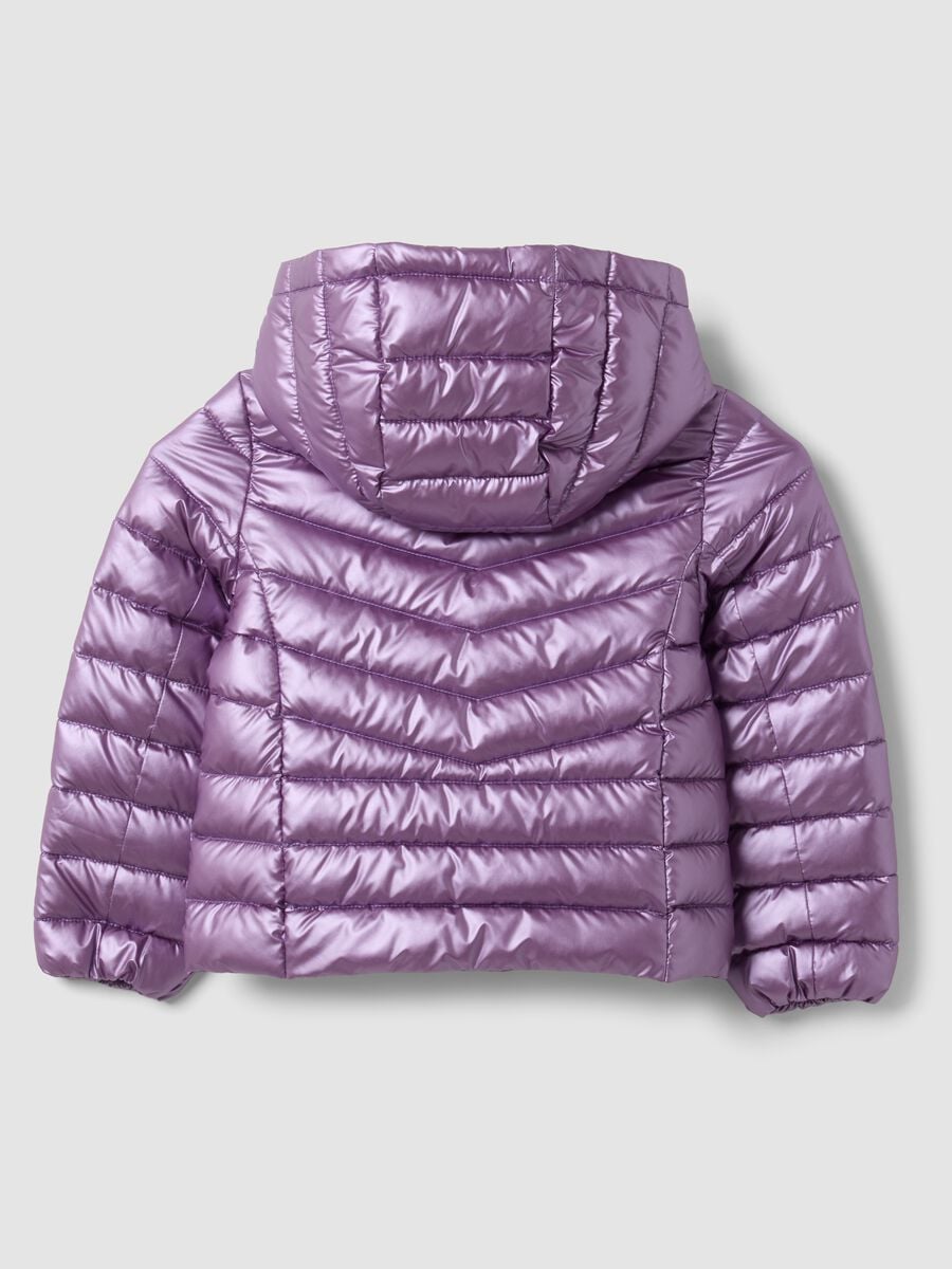 Piumino Ultralight viola con cappuccio e zip per bambina_3