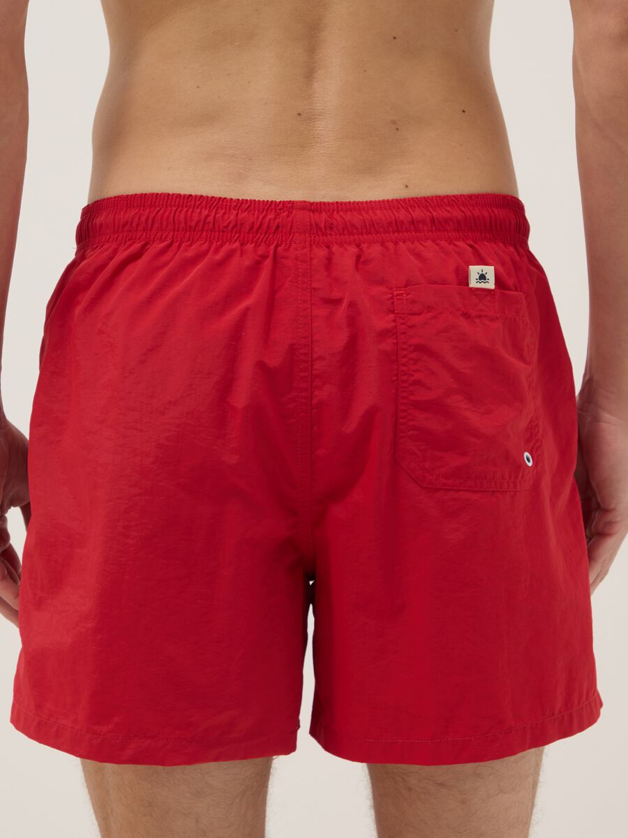 Red swim shorts with elasticated waist_2