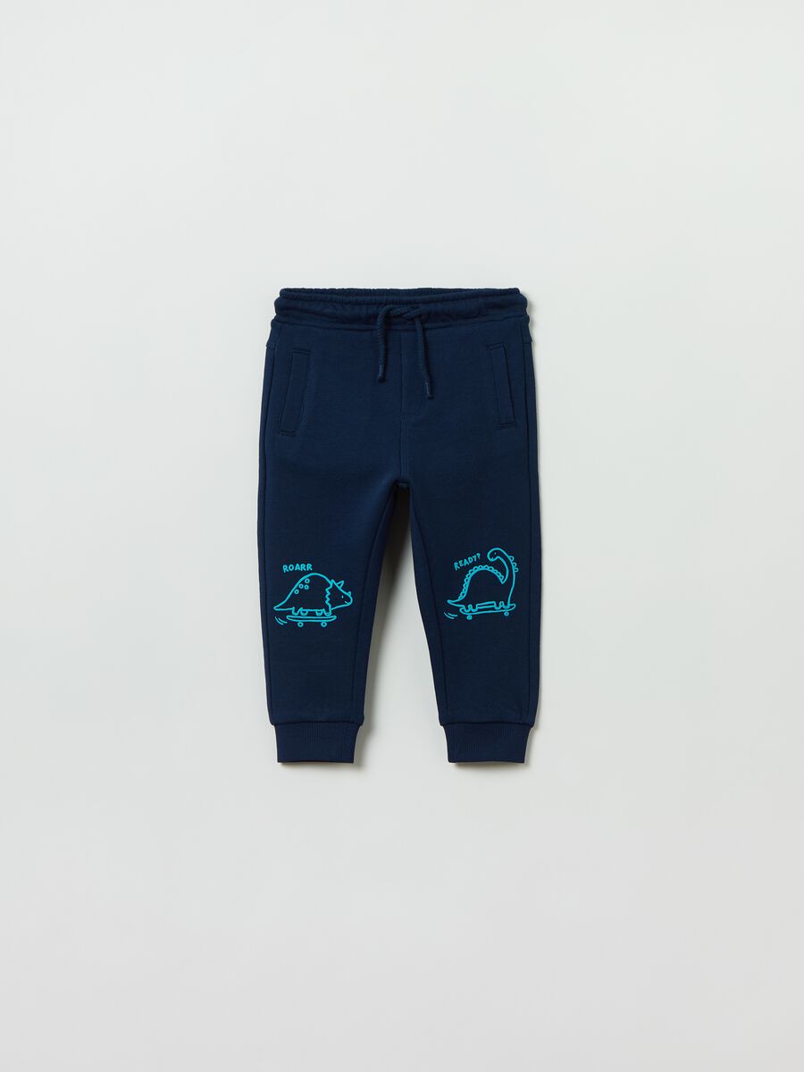 Fleece joggers with drawstring and print_0