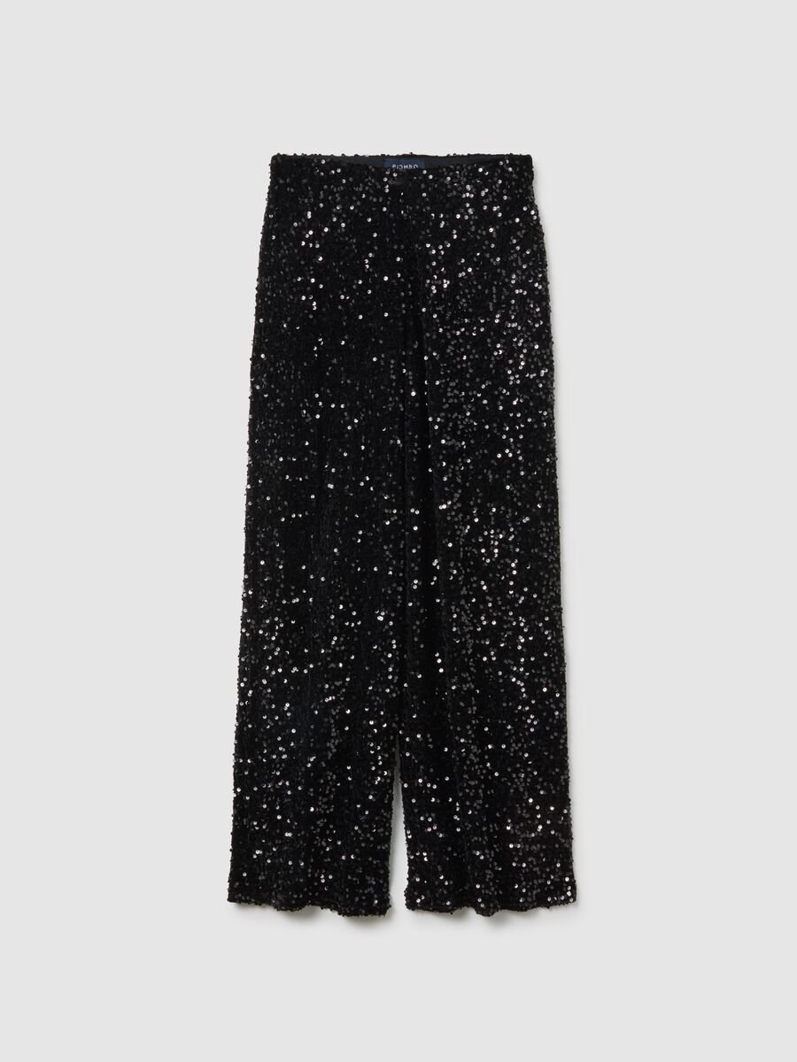 Black Palazzo Trousers with Sequins_4