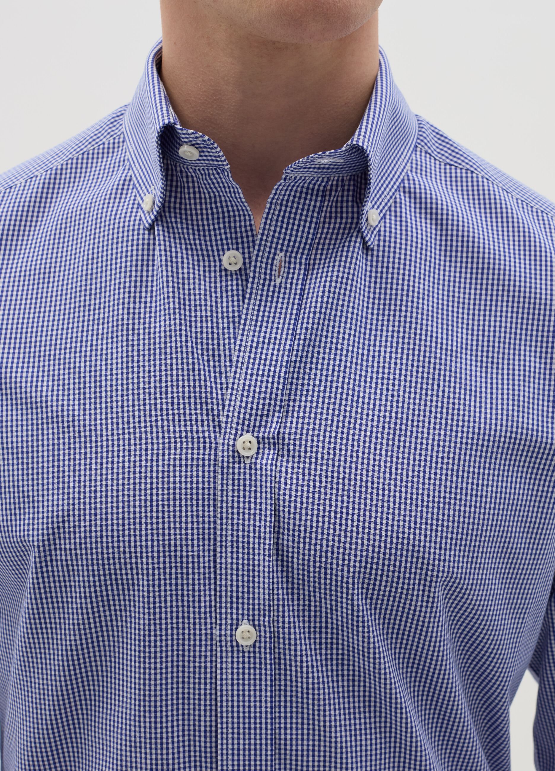 Slim-fit easy-iron shirt with micro check