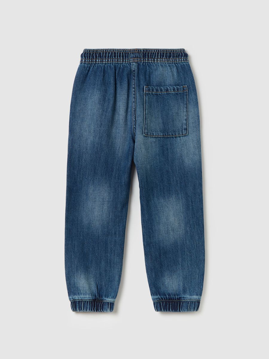 Denim joggers with drawstring_1