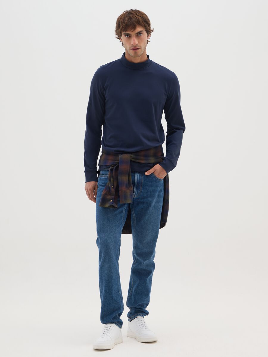 Blue Long Sleeve Cotton Shirt_1