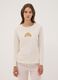 Beige organic cotton pyjamas with raised croissant embroidery_1