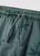 Green organic cotton shorts with palm print_2