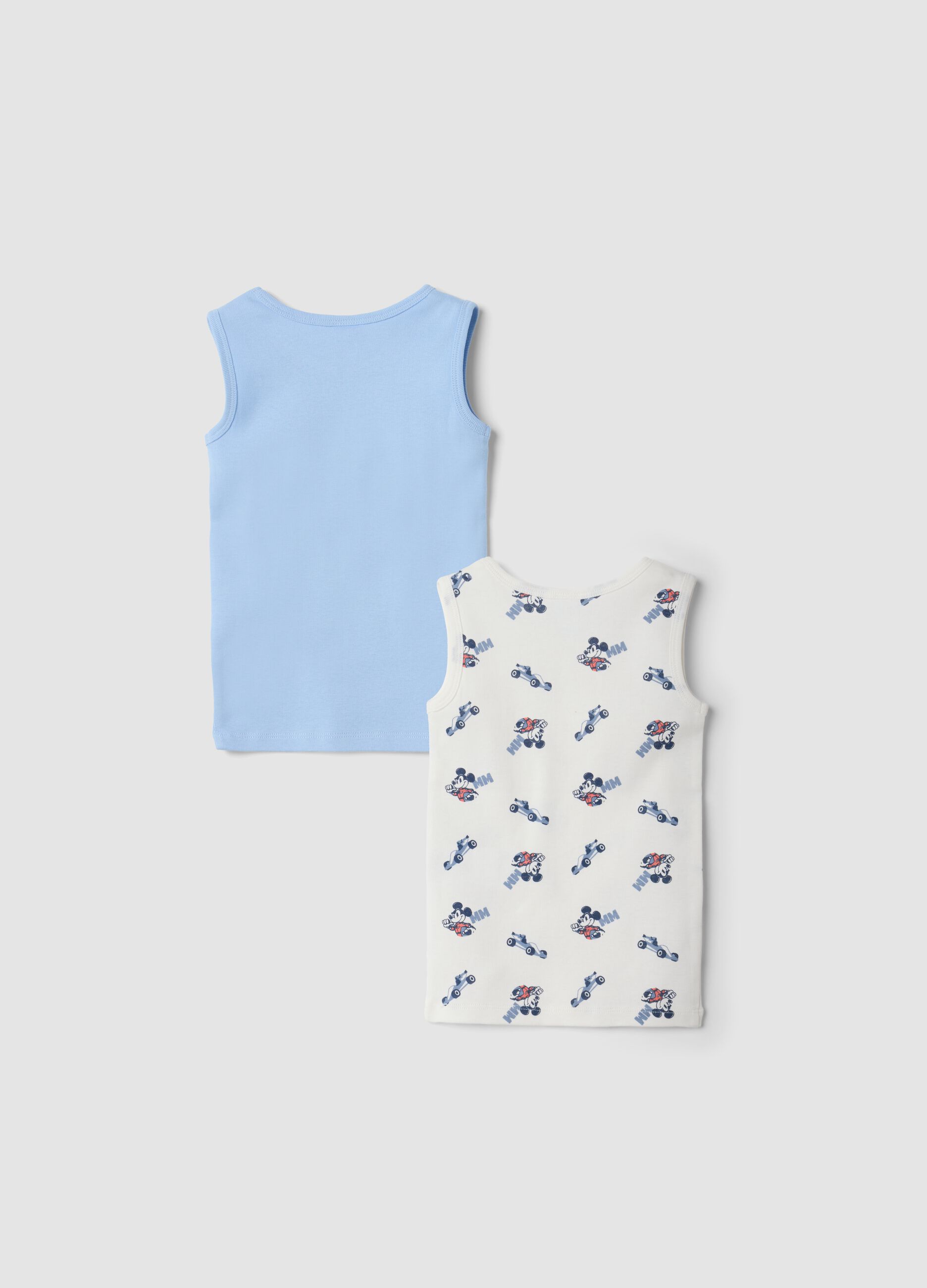 2-pack multicolour organic cotton vests with Mickey & Friends print