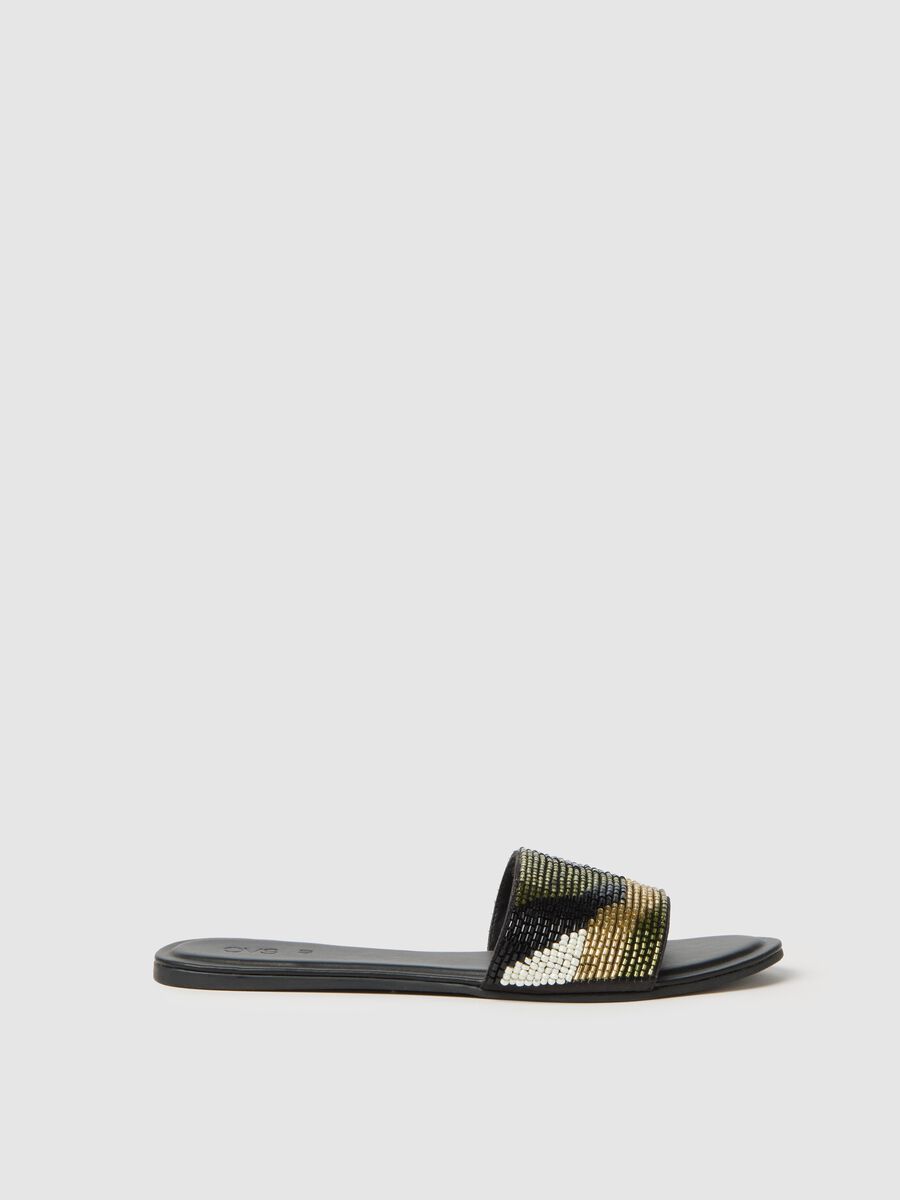 Women's Multicolour Mesh Sandals with Rhinestones_0