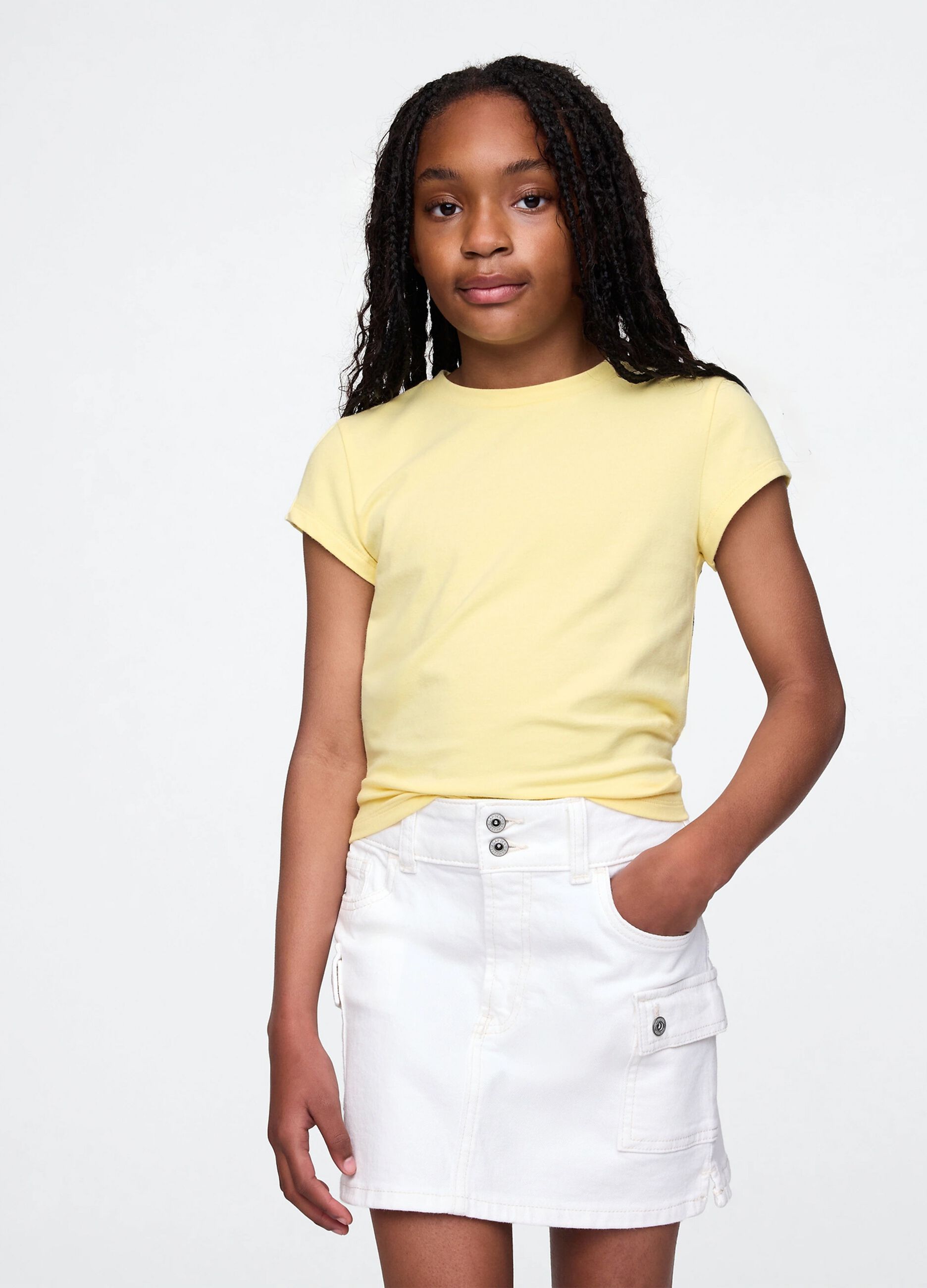 Yellow T-shirt in stretch cotton