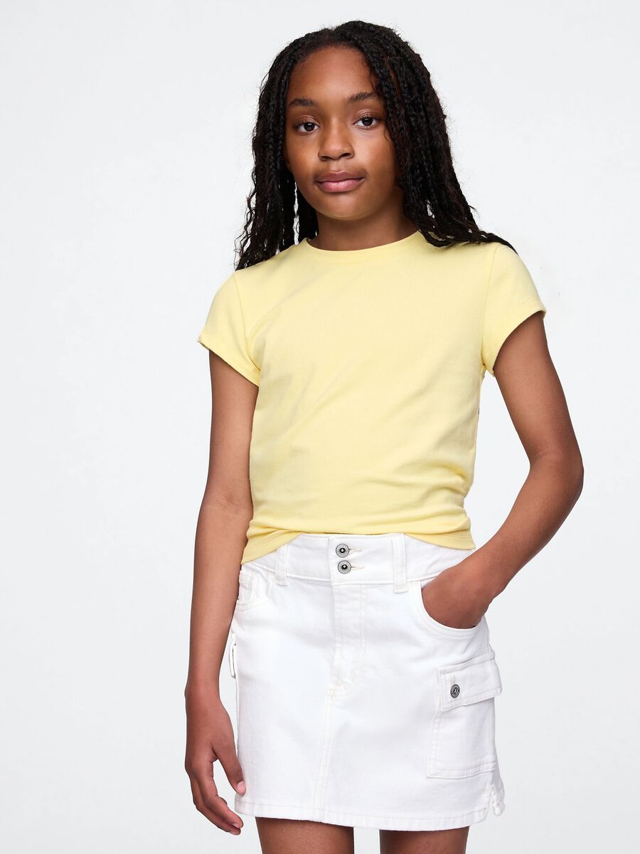 Yellow T-shirt in stretch cotton_0