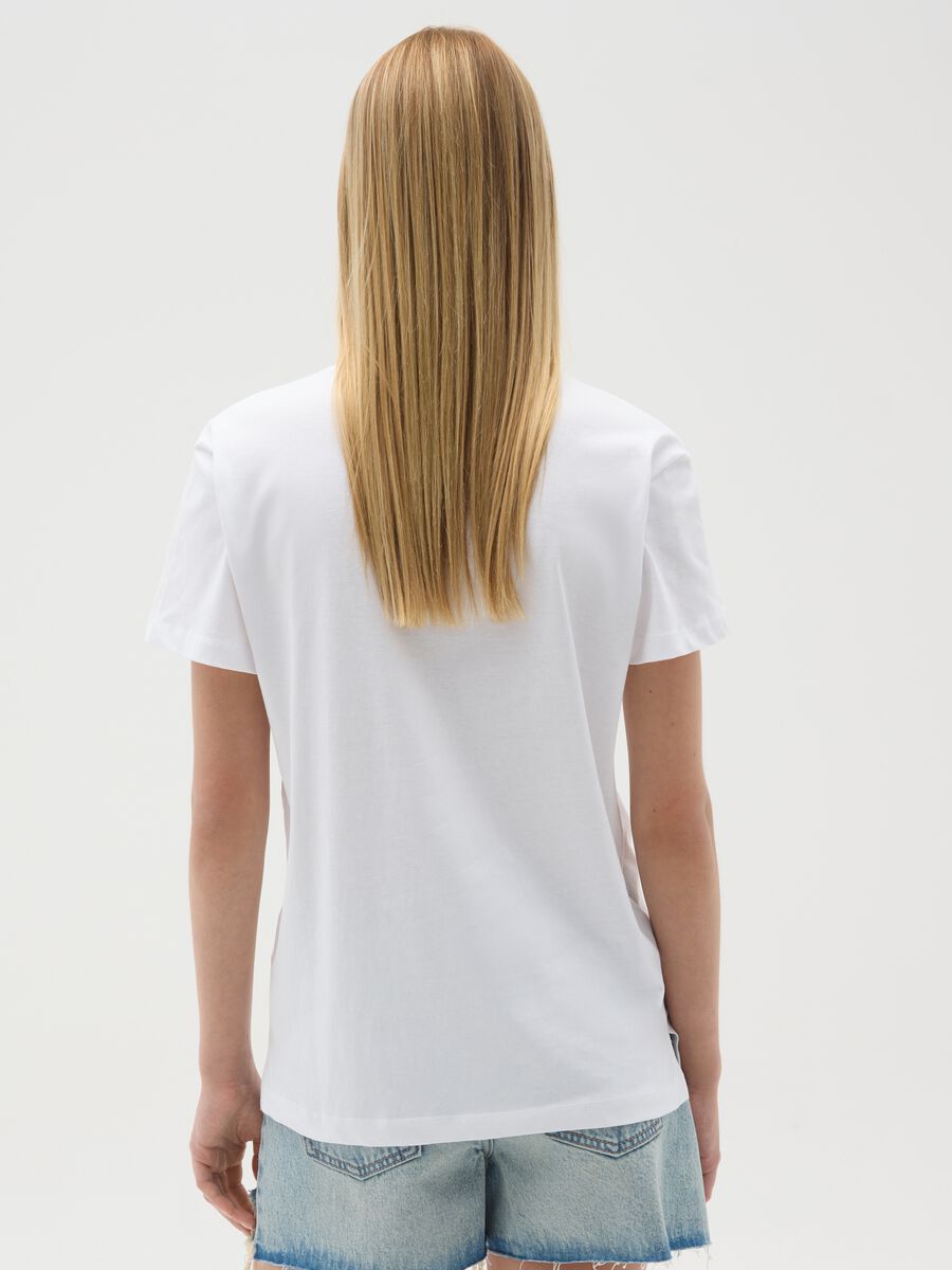 White short sleeve T-shirt OVS with Kanagawa print_3