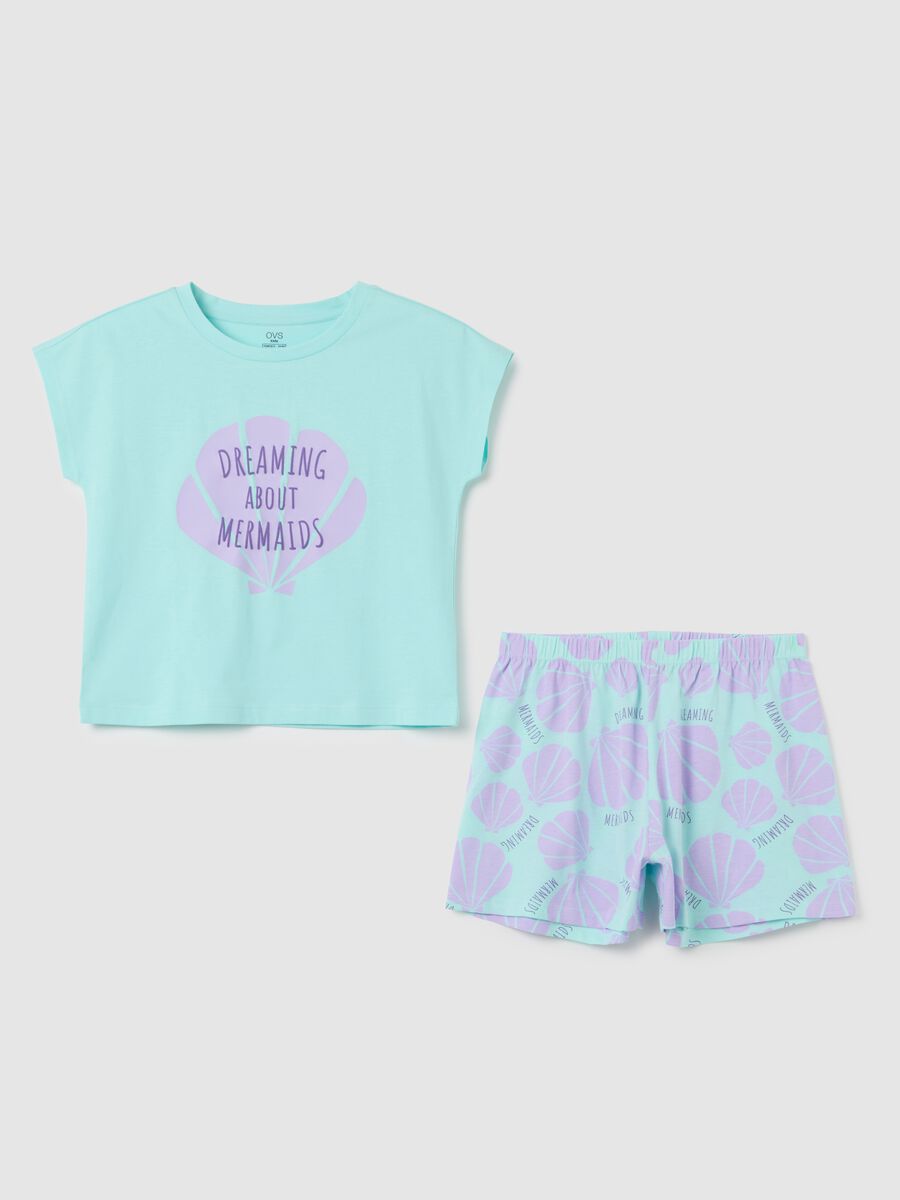 Girls' summer set in pure blue cotton regular fit_0