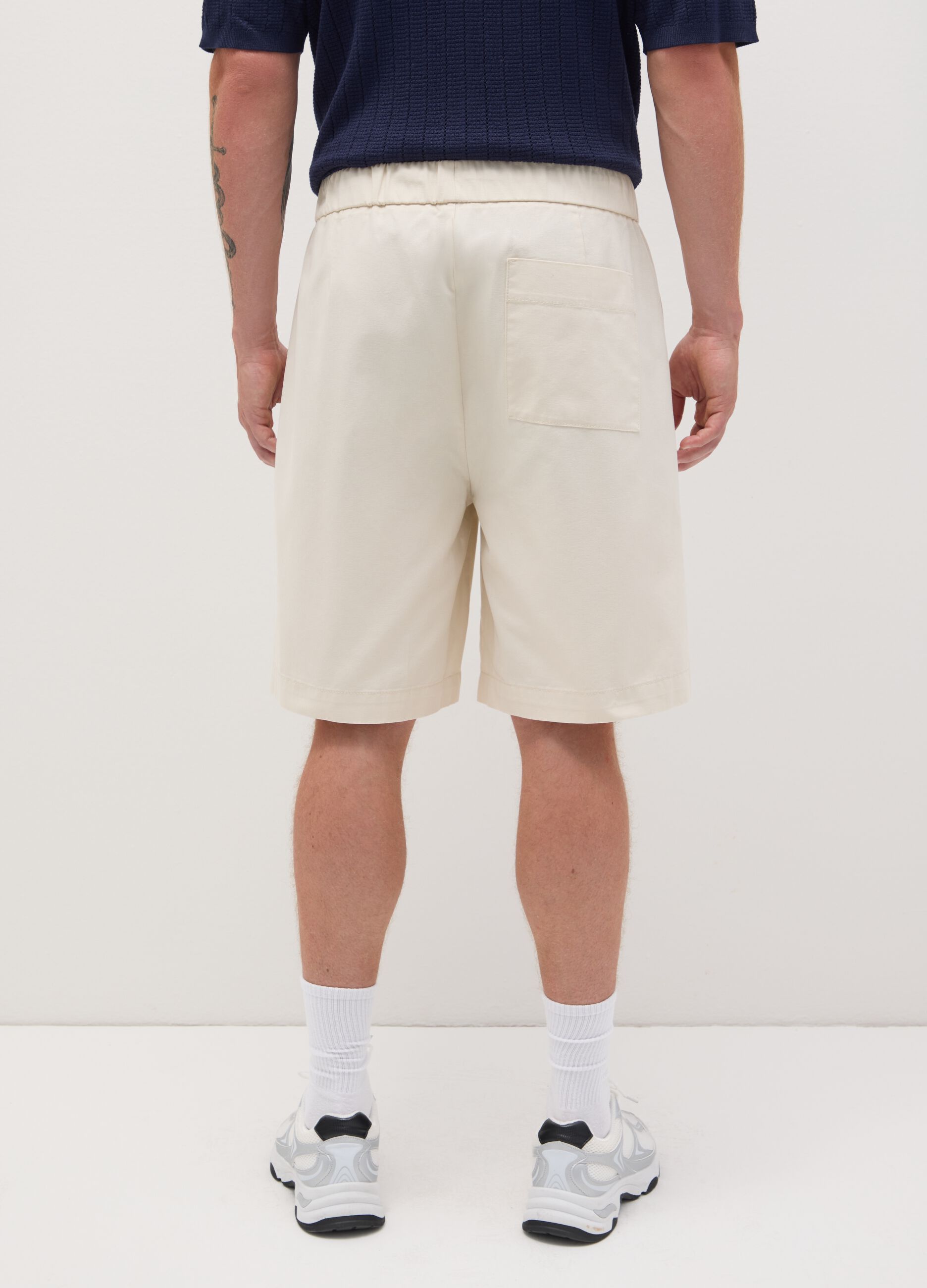 Men's Beige Baggy Pure Cotton Shorts