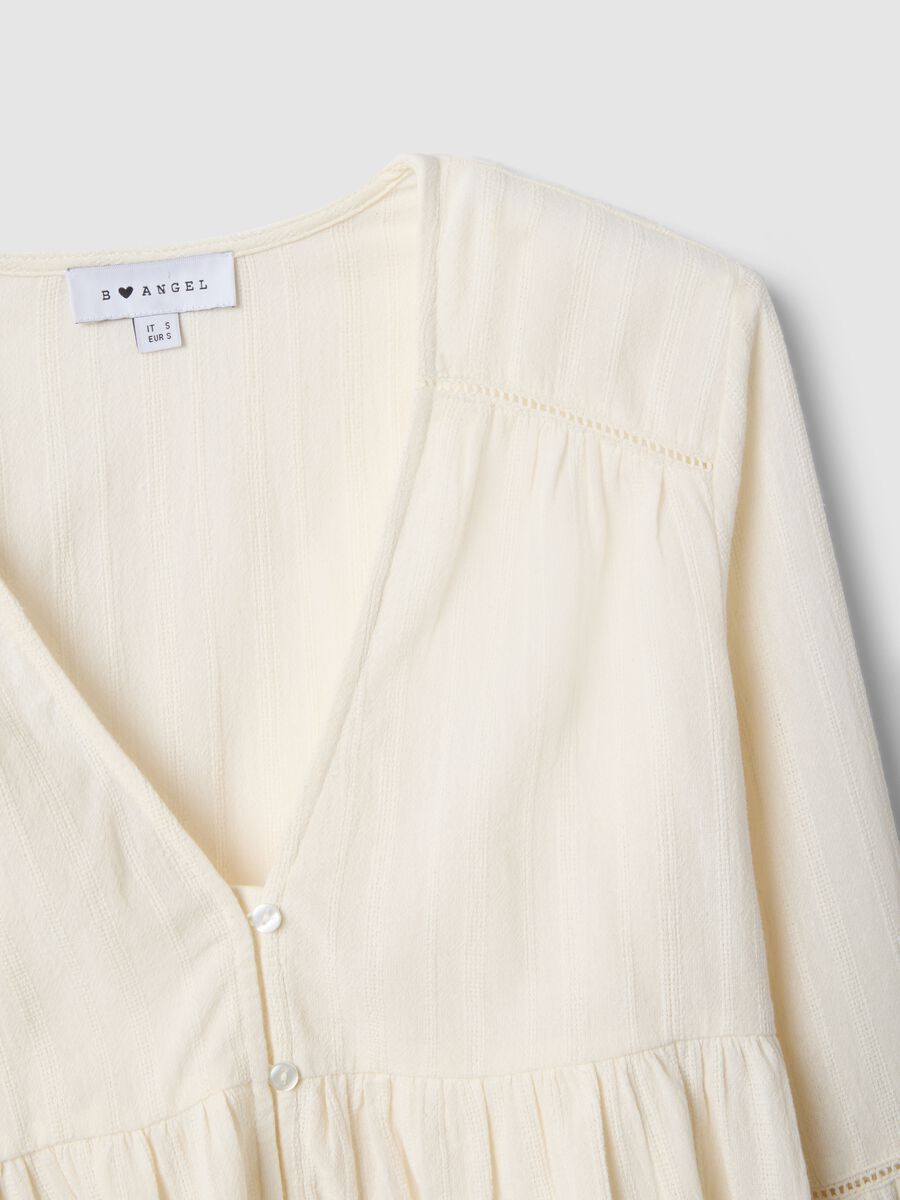 White pure cotton blouse with striped regular fit_5
