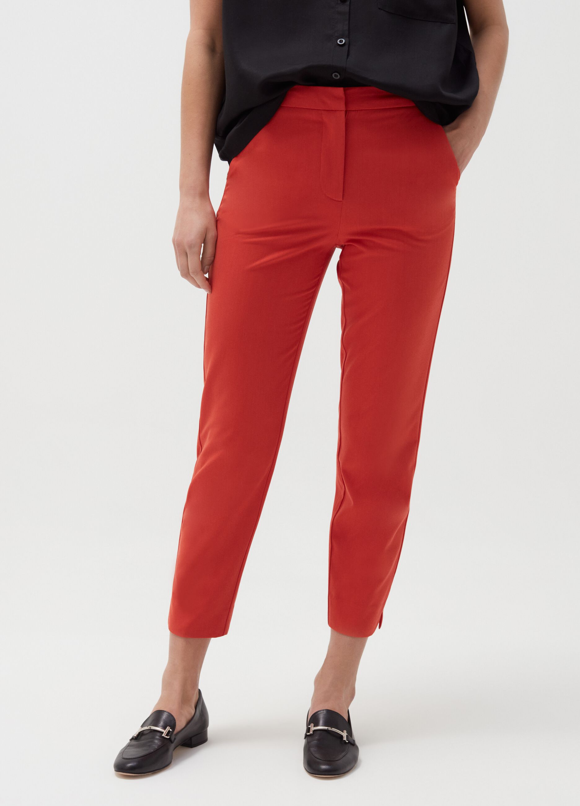 Crop chino trousers in stretch fabric