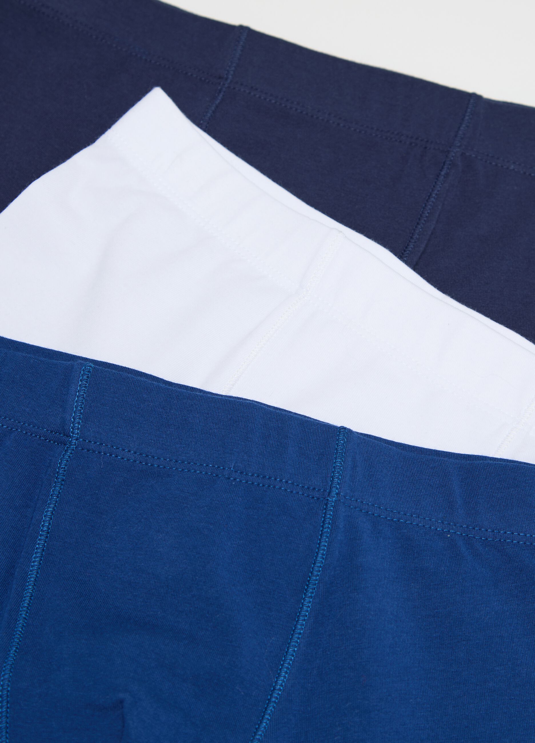 Five-pack white and blue boxer shorts in stretch cotton