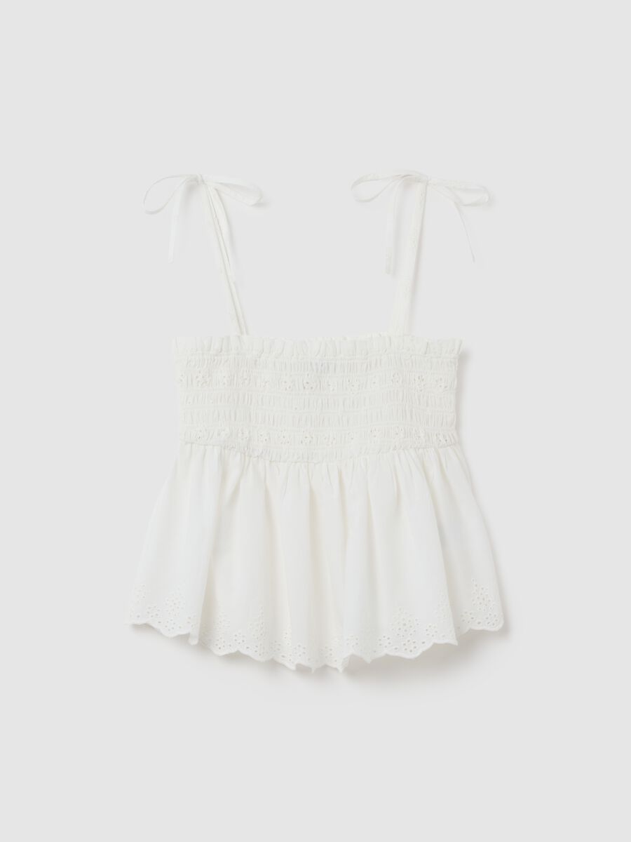 Women's pure white cotton top regular fit_0