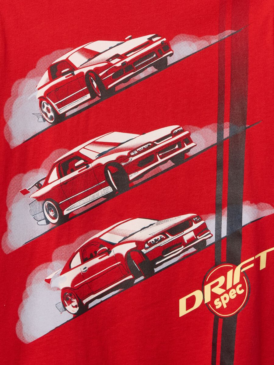 Red T-shirt with car print_1
