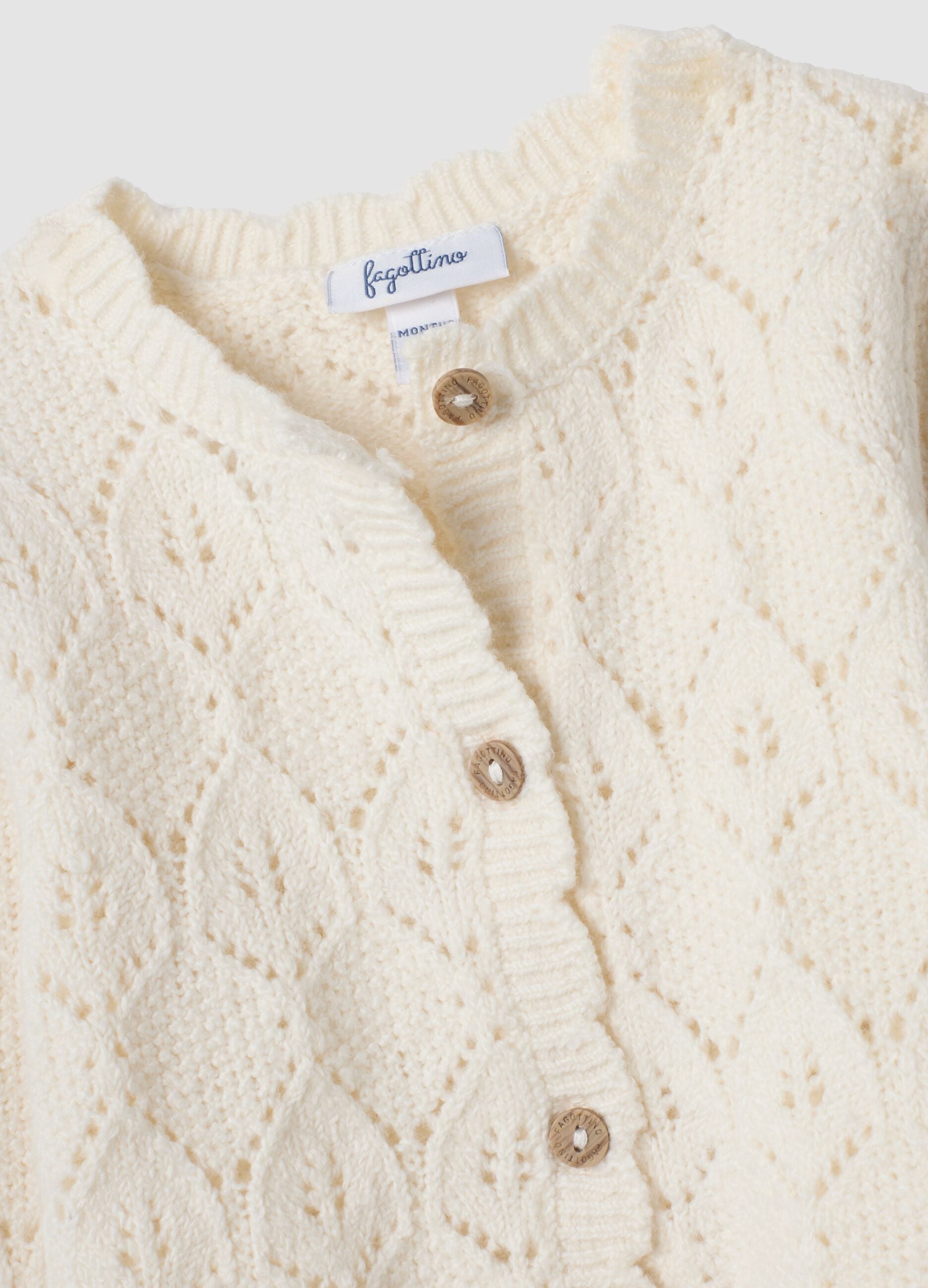 White regular-fit knitted cardigan in stretch organic cotton