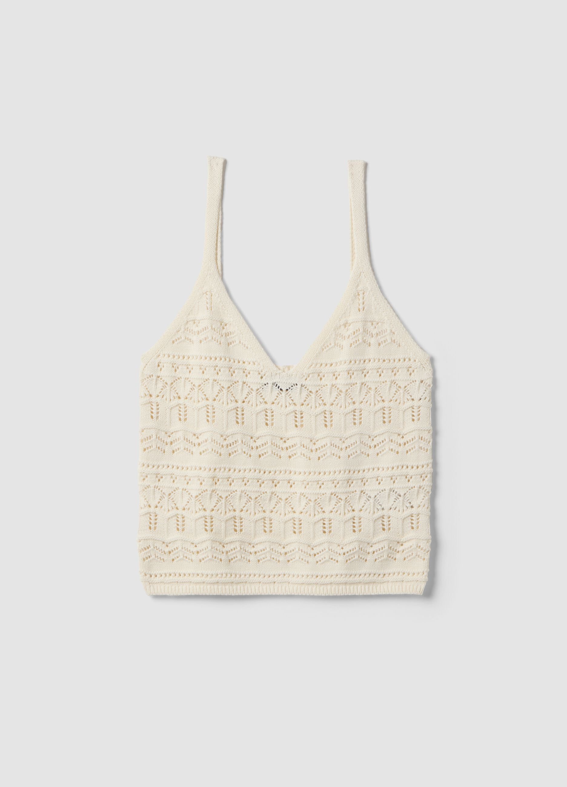 White pure cotton regular-fit knitted vest top
